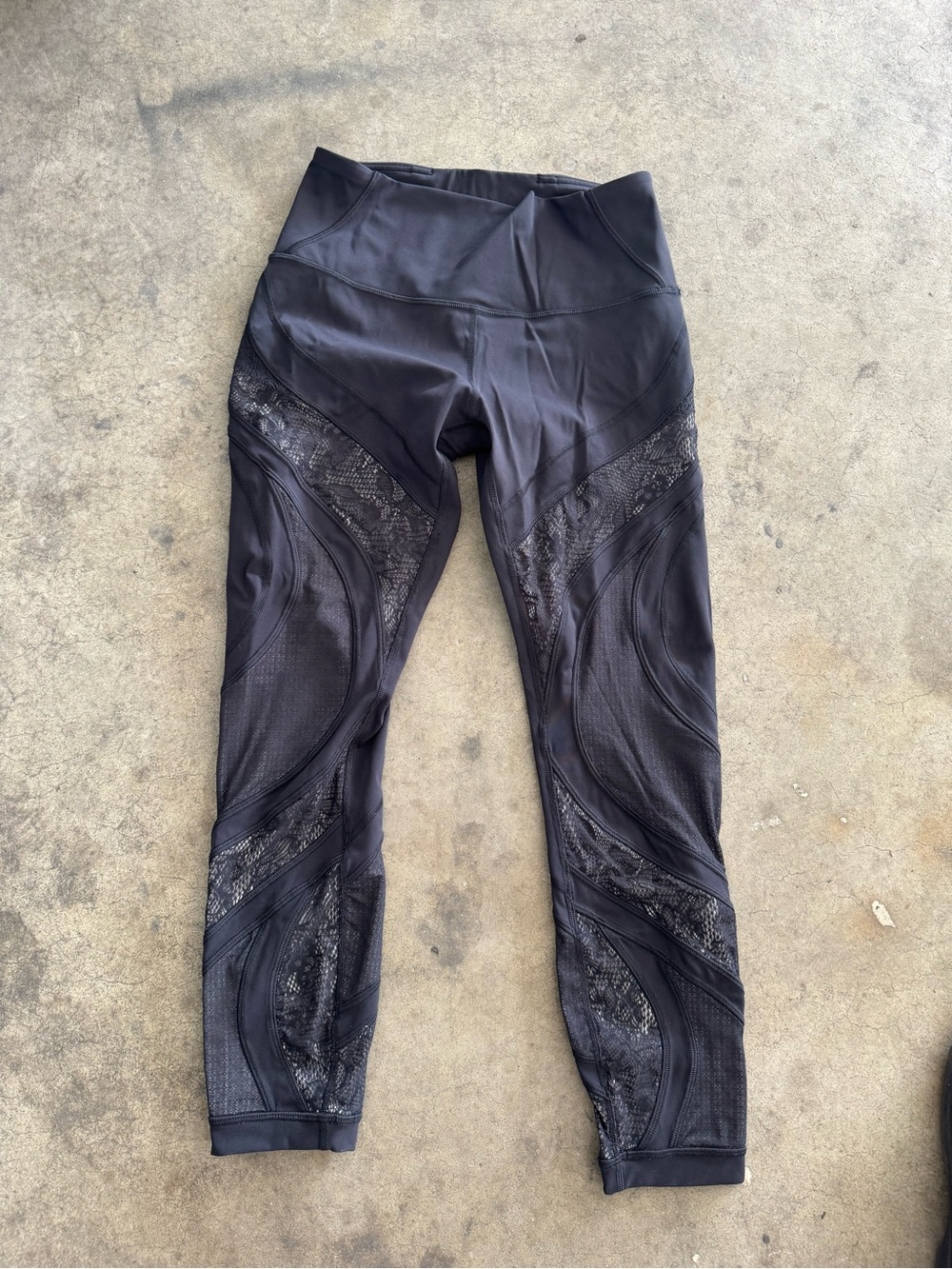 lululemon athletica Black Performance Leggings with Lace Detail